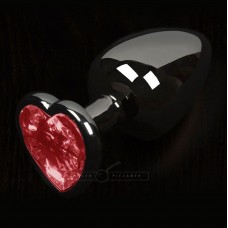 Dolce Piccante Graphite Style Small Anal Plug Red Heart Gem