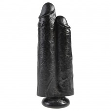 King Cock Two Cocks One Hole 9 Inch Black Dildo