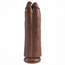 King Cock Two Cocks One Hole 11 Inch Brown Dildo