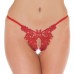 Fancy Red Detailed Open GString