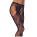 Crotchless Black Fishnet Lace Detail Tights